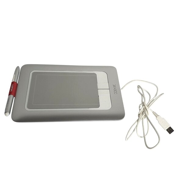 Wacom Bamboo Fun Digital Drawing Tablet Graphics Pen Silver USB Cable CTH-461/S - Picture 1 of 5